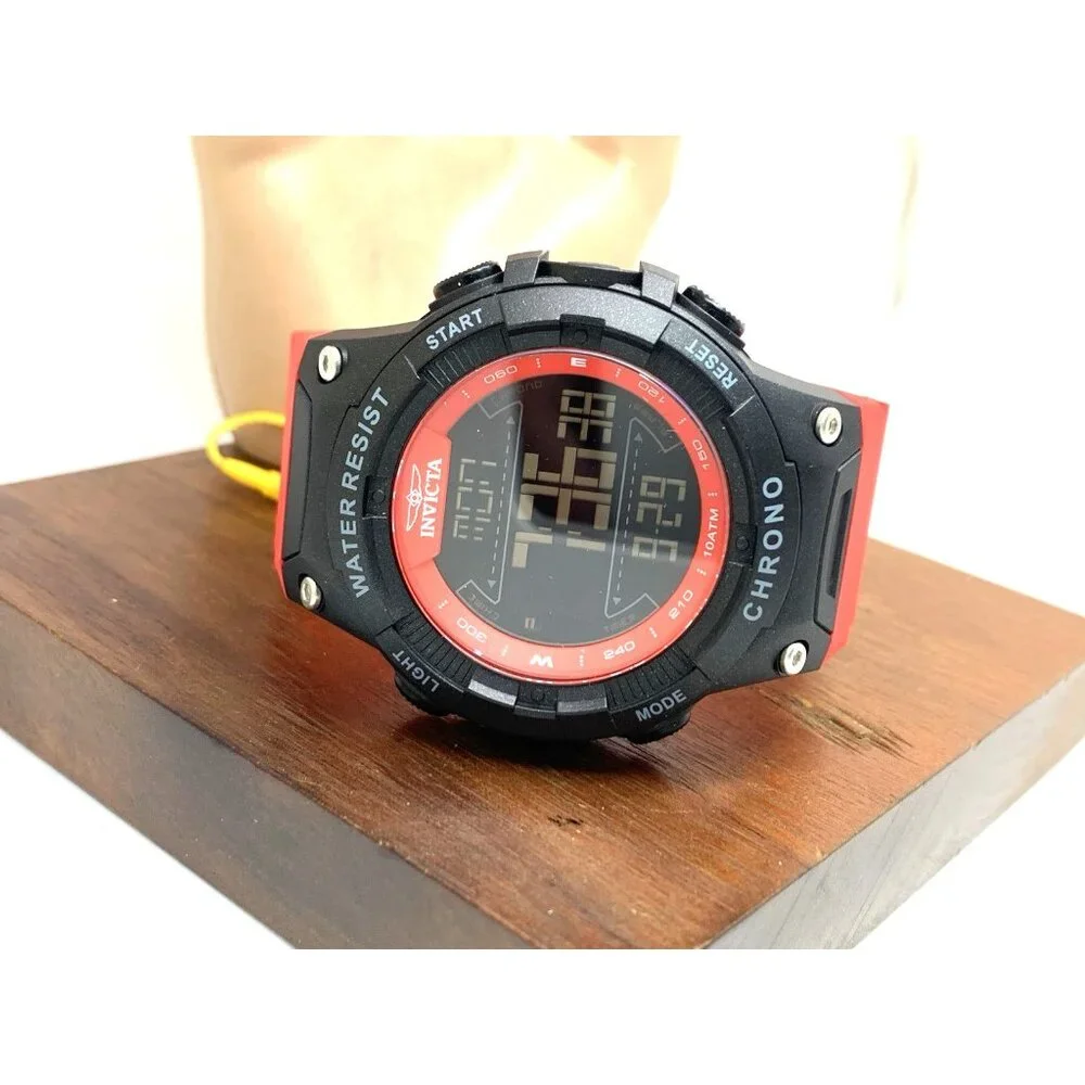 Invicta Men's Watch 47528 Racing Quartz Digital Black Red Resin Strap 52mm